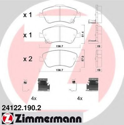 Set placute frana,frana disc TOYOTA AURIS (NRE15, ZZE15, ADE15, ZRE15, NDE15) (2006 - 2012) ZIMMERMA...