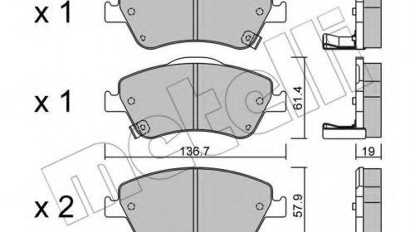 Set placute frana,frana disc TOYOTA AURIS (NRE15, ZZE15, ADE15, ZRE15, NDE15) (2006 - 2012) METELLI 22-0794-0 piesa NOUA