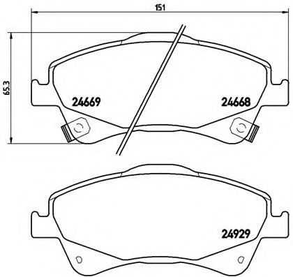 Set placute frana,frana disc TOYOTA AURIS (ZWE18, NZE18, ZRE18) (2012 - 2016) BREMBO P 83 109 piesa NOUA