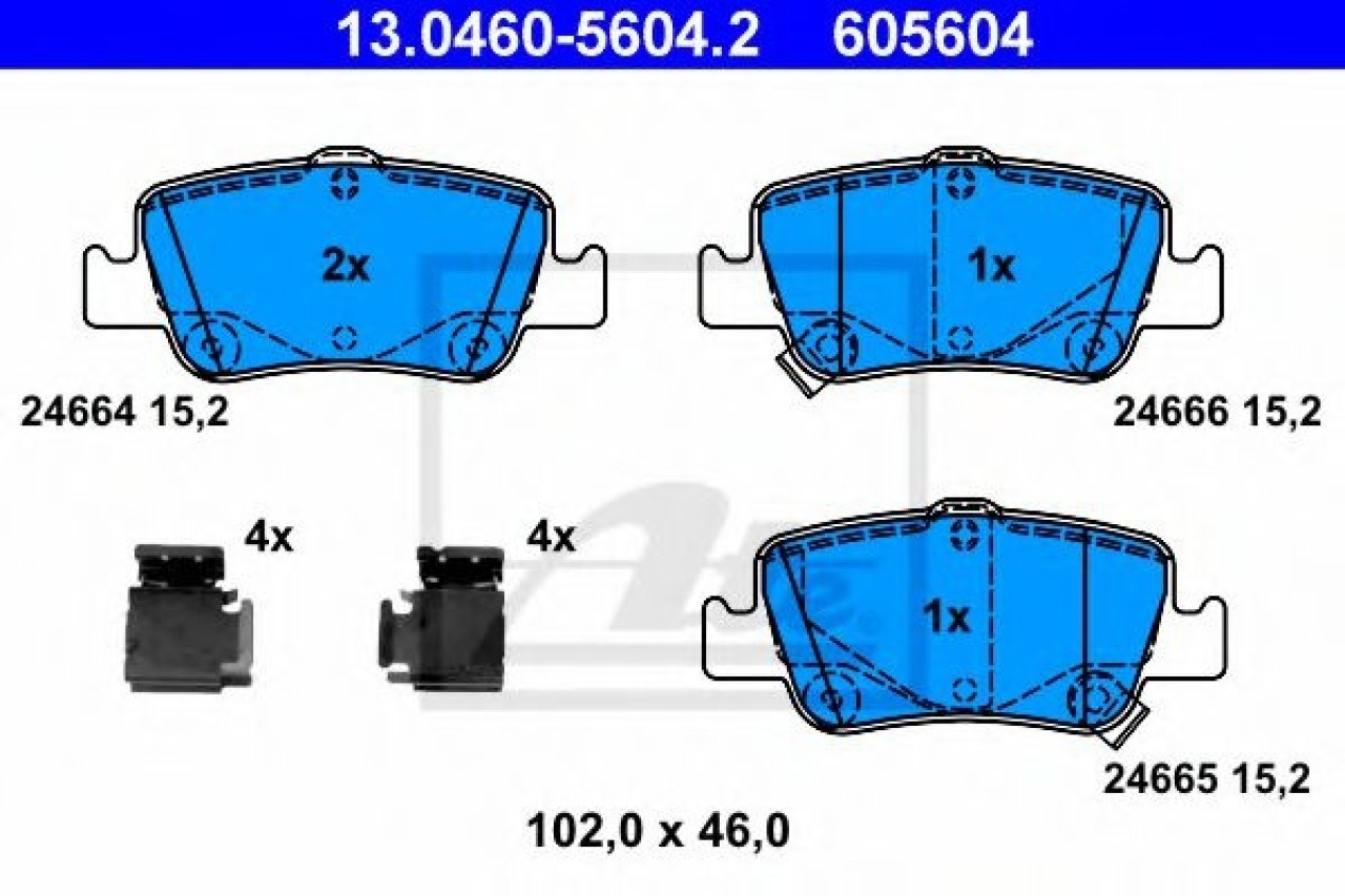 Set placute frana,frana disc TOYOTA AURIS (ZWE18, NZE18, ZRE18) (2012 - 2016) ATE 13.0460-5604.2 piesa NOUA