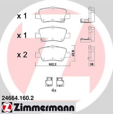 Set placute frana,frana disc TOYOTA AURIS (ZWE18, NZE18, ZRE18) (2012 - 2016) ZIMMERMANN 24664.160.2...