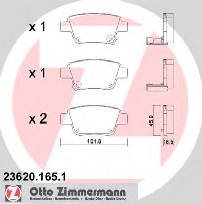 Set placute frana,frana disc TOYOTA AVENSIS Combi (T25) (2003 - 2008) ZIMMERMANN 23620.165.1 piesa NOUA