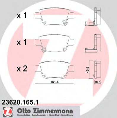 Set placute frana,frana disc TOYOTA AVENSIS Combi (T25) (2003 - 2008) ZIMMERMANN 23620.165.1 piesa N...