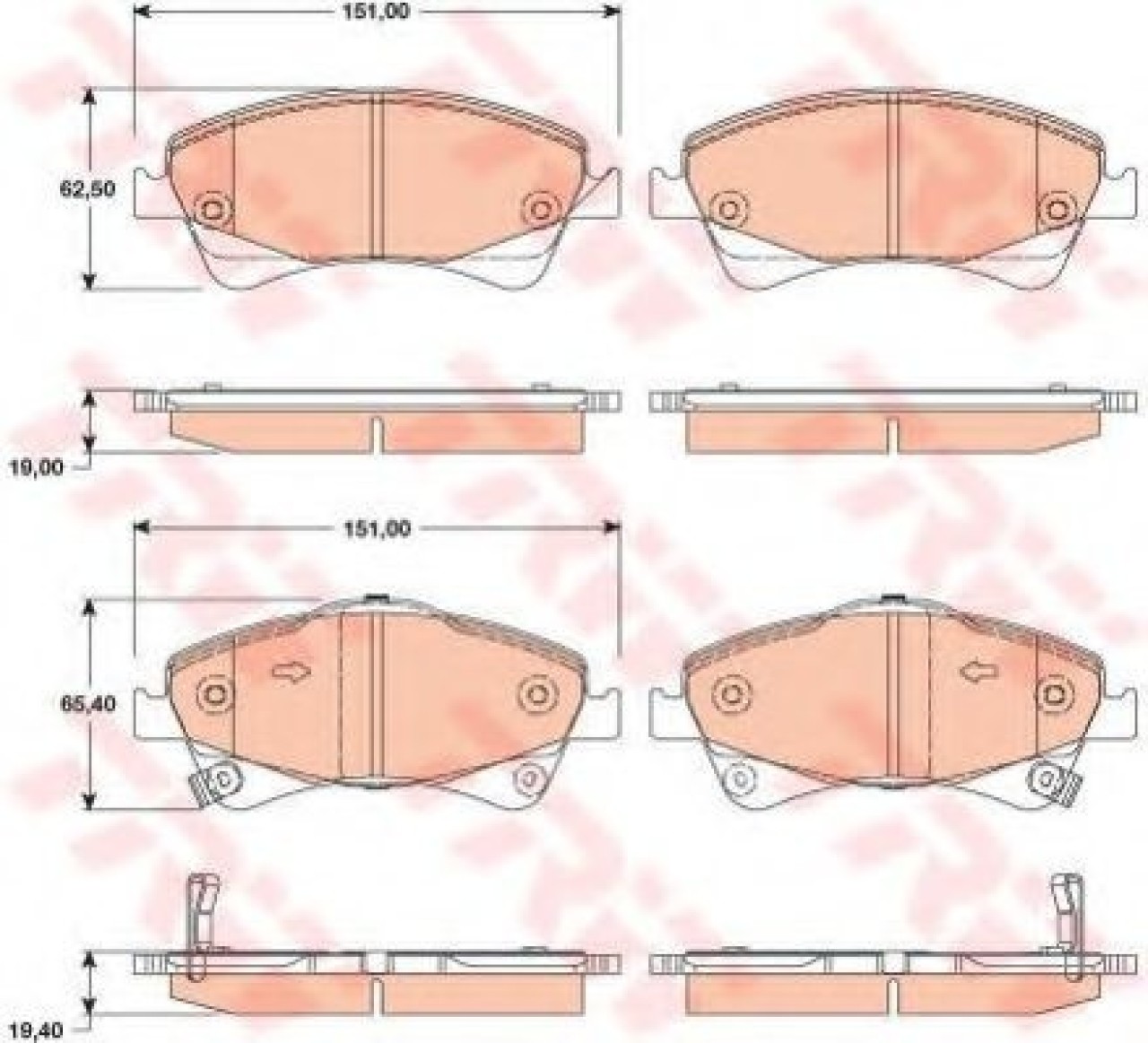 Set placute frana,frana disc TOYOTA AVENSIS combi (ZRT27, ADT27) (2009 - 2016) TRW GDB3479 piesa NOUA