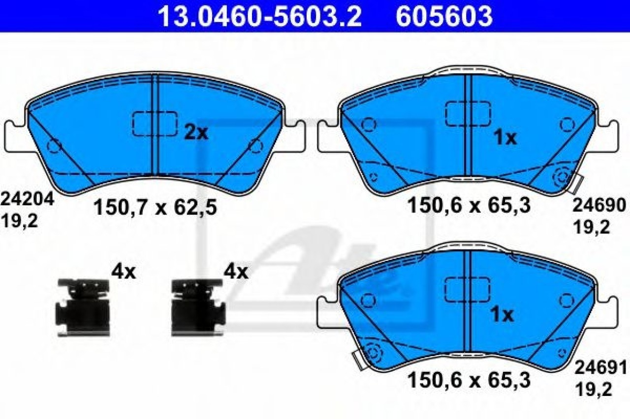 Set placute frana,frana disc TOYOTA AVENSIS combi (ZRT27, ADT27) (2009 - 2016) ATE 13.0460-5603.2 piesa NOUA
