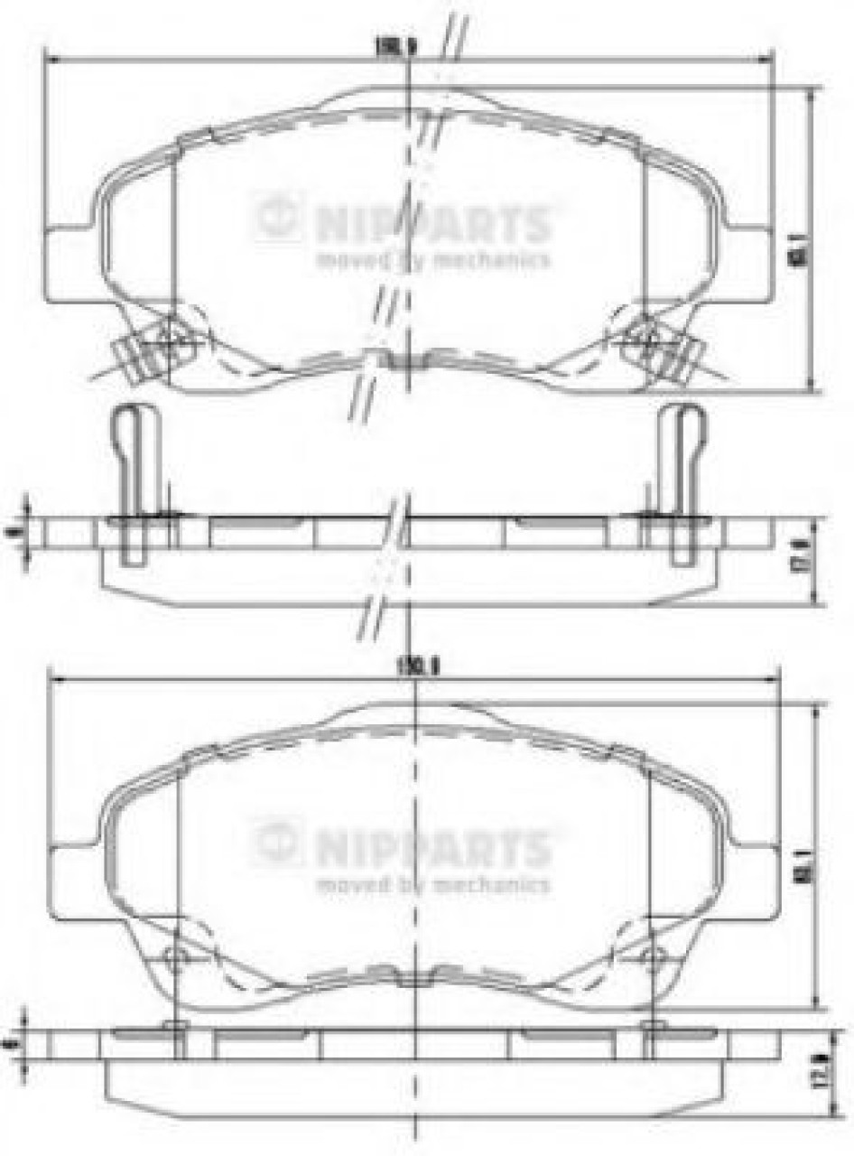 Set placute frana,frana disc TOYOTA AVENSIS (T25) (2003 - 2008) NIPPARTS J3602112 piesa NOUA