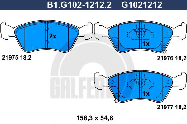 Set placute frana,frana disc TOYOTA AVENSIS Liftback (T22) (1997 - 2003) GALFER B1.G102-1212.2 piesa NOUA