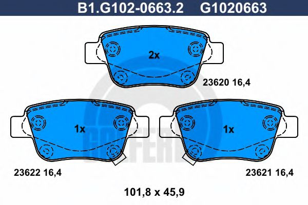 Set placute frana,frana disc TOYOTA AVENSIS Limuzina (T25) (2003 - 2008) GALFER B1.G102-0663.2 piesa NOUA