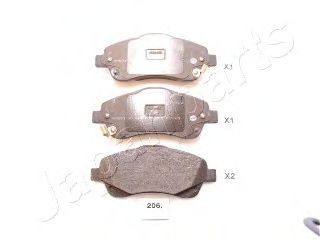 Set placute frana,frana disc TOYOTA AVENSIS Limuzina (T25) (2003 - 2008) JAPANPARTS PA-206AF piesa NOUA