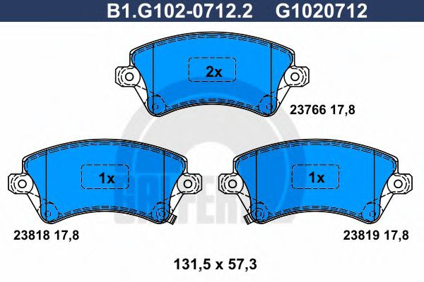 Set placute frana,frana disc TOYOTA COROLLA (CDE12, ZZE12, NDE12, ZDE12) (2001 - 2007) GALFER B1.G102-0712.2 piesa NOUA