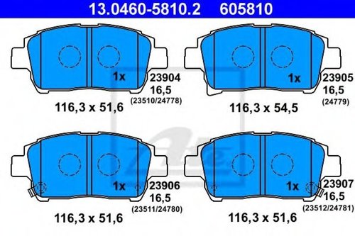 Set placute frana,frana disc TOYOTA COROLLA (CDE12, ZZE12, NDE12, ZDE12) (2001 - 2007) ATE 13.0460-5...
