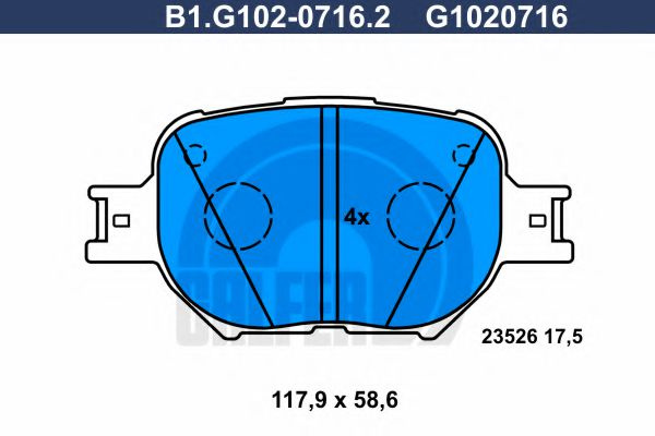 Set placute frana,frana disc TOYOTA COROLLA Verso (ZDE12, CDE12) (2001 - 2004) GALFER B1.G102-0716.2 piesa NOUA