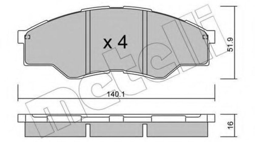 Set placute frana,frana disc TOYOTA HILUX III pick-up (KUN, TGN, LAN, GGN) (2004 - 2016) METELLI 22-0797-0 piesa NOUA