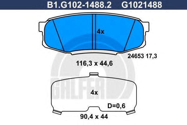 Set placute frana,frana disc TOYOTA LAND CRUISER 200 (VDJ2_, UZJ2_) (2007 - 2016) GALFER B1.G102-1488.2 piesa NOUA