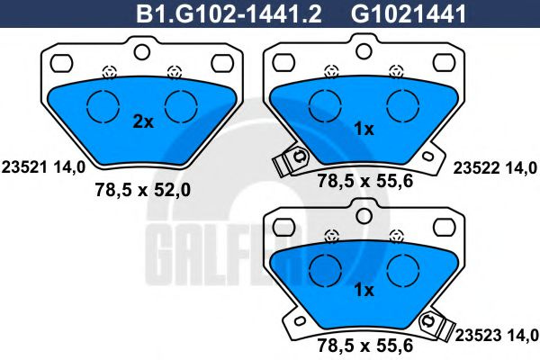 Set placute frana,frana disc TOYOTA PRIUS Hatchback (NHW2) (2003 - 2009) GALFER B1.G102-1441.2 piesa NOUA
