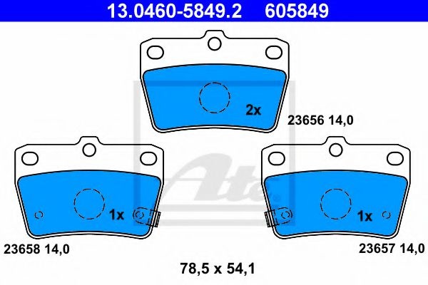 Set placute frana,frana disc TOYOTA RAV 4 II (CLA2, XA2, ZCA2, ACA2) (2000 - 2005) ATE 13.0460-5849.2 piesa NOUA