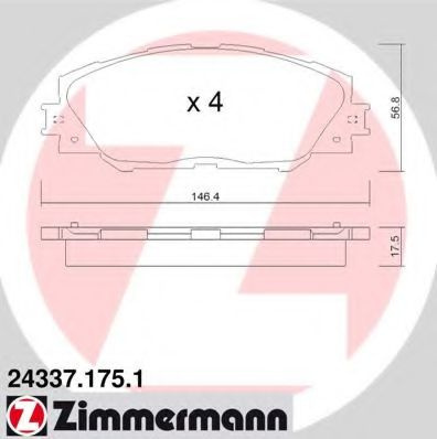 Set placute frana,frana disc TOYOTA RAV 4 IV (WWA4, AVA4, ZSA4, ALA4) (2012 - 2016) ZIMMERMANN 24337.175.1 piesa NOUA