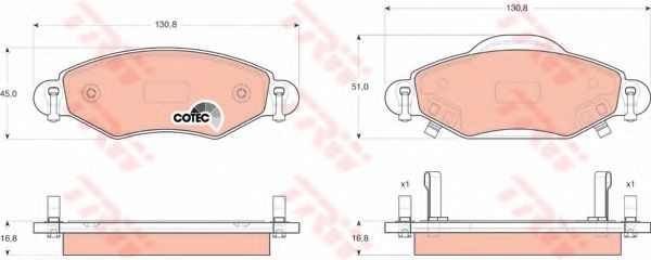 Set placute frana,frana disc TOYOTA YARIS (P1) (1999 - 2005) TRW GDB3324 piesa NOUA