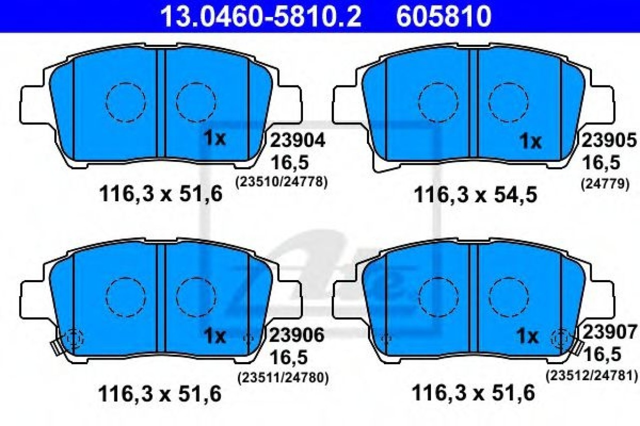 Set placute frana,frana disc TOYOTA YARIS (P1) (1999 - 2005) ATE 13.0460-5810.2 piesa NOUA