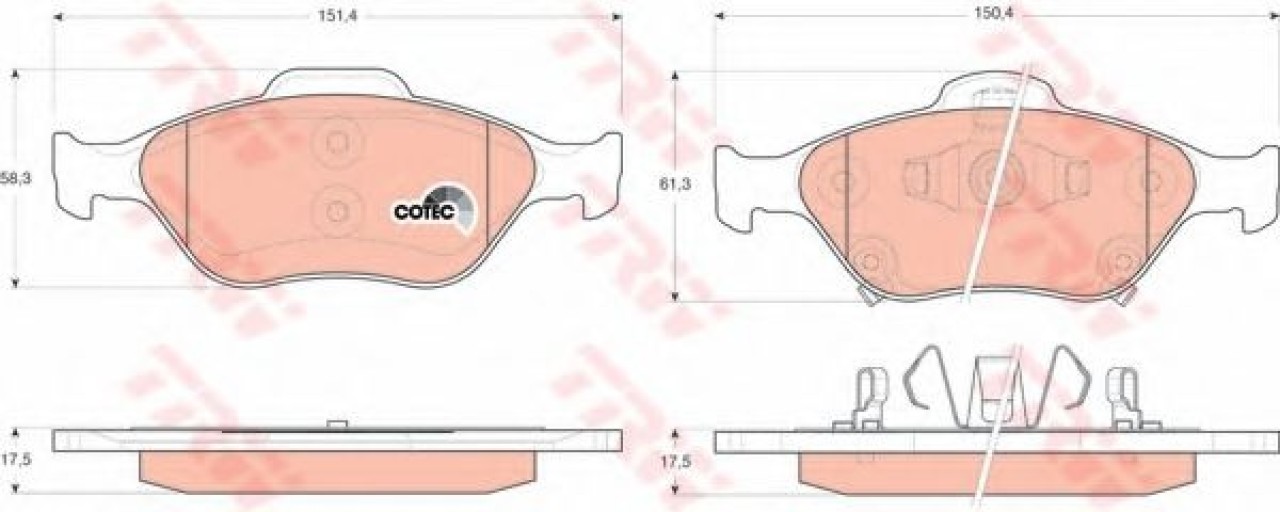 Set placute frana,frana disc TOYOTA YARIS (P13) (2010 - 2016) TRW GDB3457 piesa NOUA