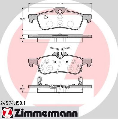 Set placute frana,frana disc TOYOTA YARIS (P13) (2010 - 2016) ZIMMERMANN 24574.150.1 piesa NOUA