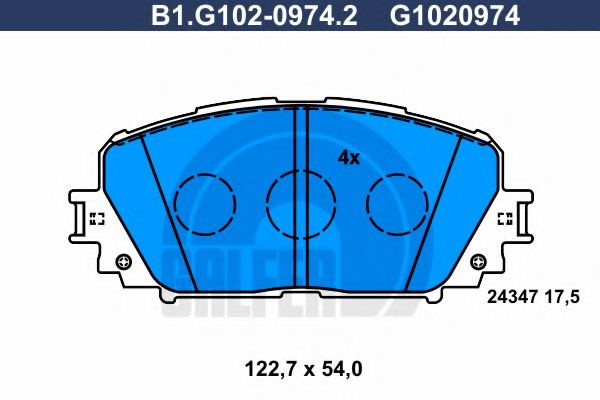 Set placute frana,frana disc TOYOTA YARIS (P9) (2005 - 2013) GALFER B1.G102-0974.2 piesa NOUA