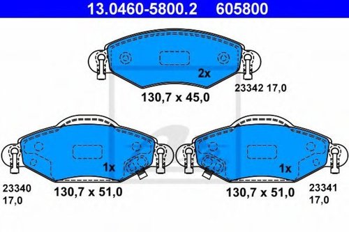 Set placute frana,frana disc TOYOTA YARIS VERSO (NLP2, NCP2) (1999 - 2005) ATE 13.0460-5800.2 piesa ...