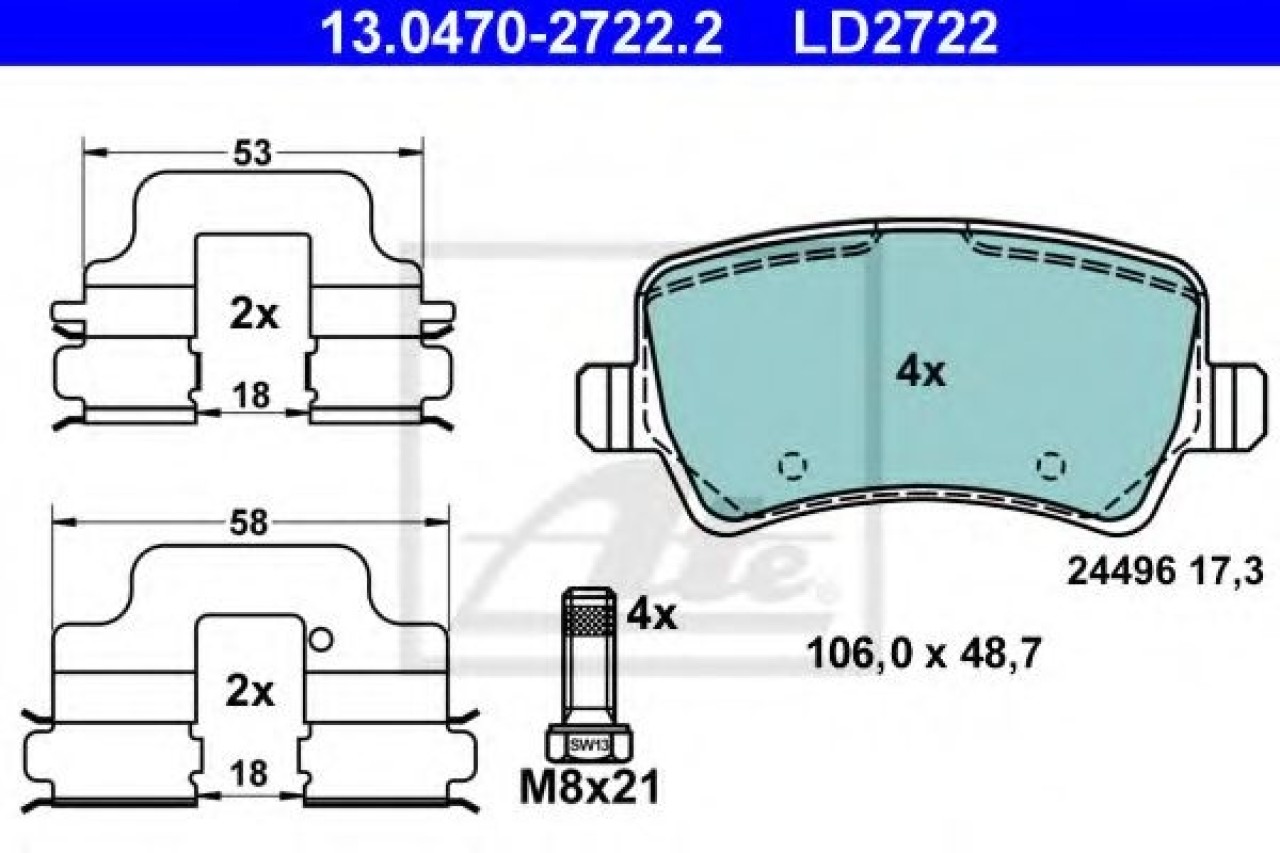 Set placute frana,frana disc VOLVO S80 II (AS) (2006 - 2016) ATE 13.0470-2722.2 piesa NOUA