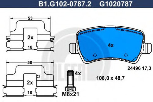 Set placute frana,frana disc VOLVO V60 (2010 - 2016) GALFER B1.G102-0787.2 piesa NOUA