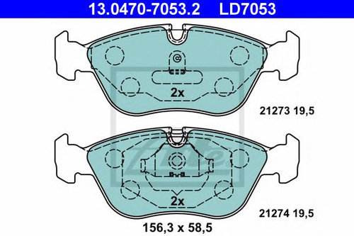 Set placute frana,frana disc VOLVO V70 I (LV) (1996 - 2000) ATE 13.0470-7053.2 piesa NOUA