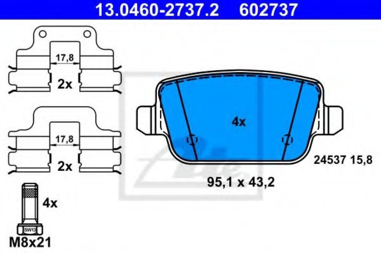 Set placute frana,frana disc VOLVO V70 III (BW) (2007 - 2016) ATE 13.0460-2737.2 piesa NOUA