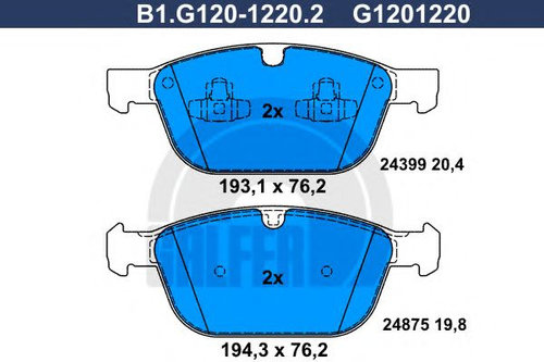 Set placute frana,frana disc VOLVO XC60 (2008 - 2016) GALFER B1.G120-1220.2 piesa NOUA
