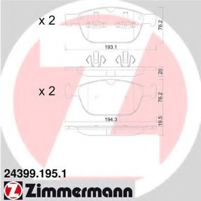 Set placute frana,frana disc VOLVO XC90 I (2002 - 2016) ZIMMERMANN 24399.195.1 piesa NOUA