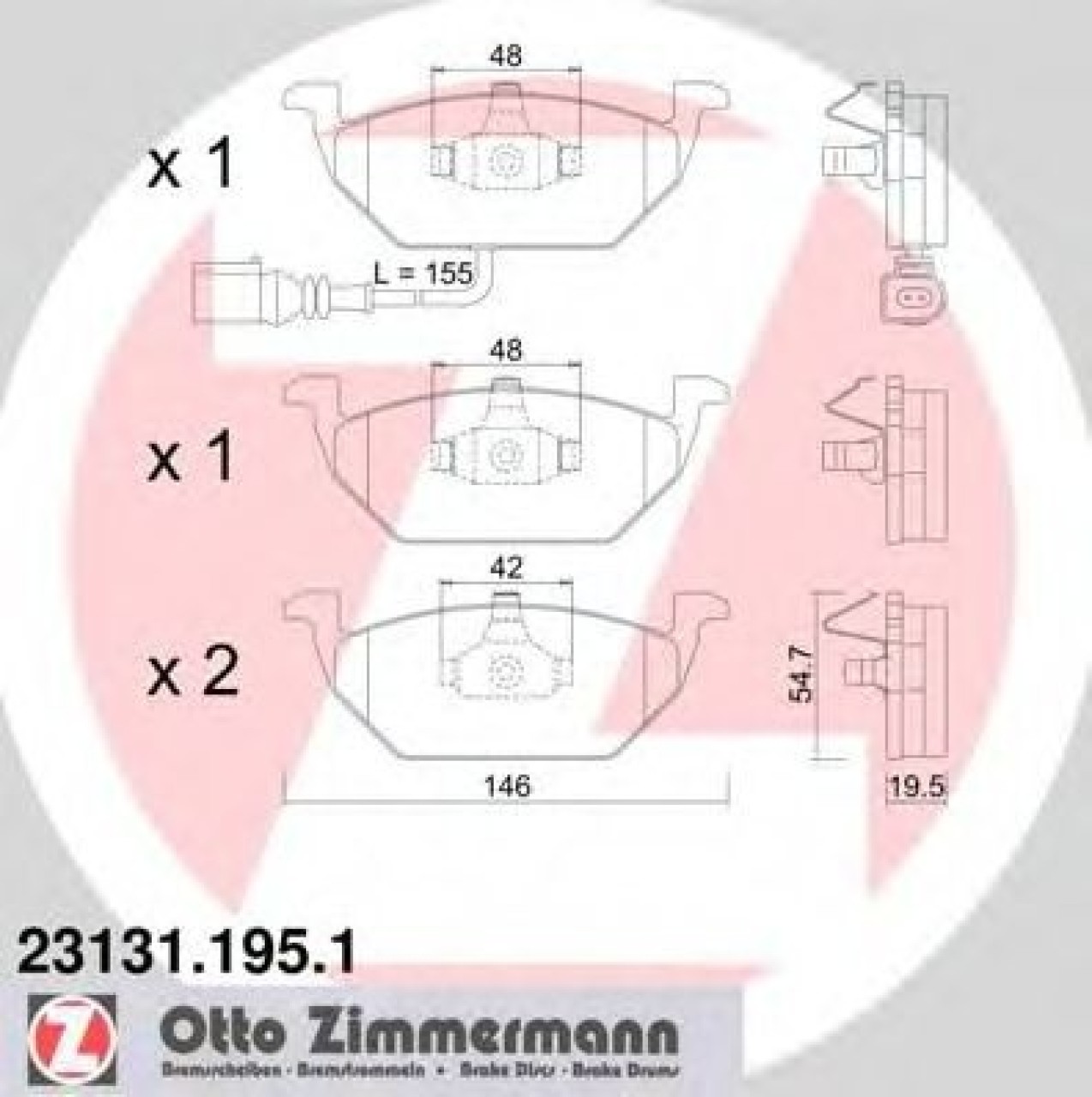 Set placute frana,frana disc VW BORA Combi (1J6) (1999 - 2005) ZIMMERMANN 23131.195.1 piesa NOUA