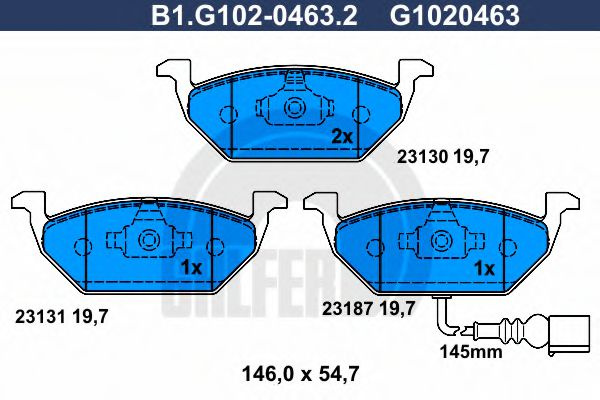 Set placute frana,frana disc VW CADDY III Combi (2KB, 2KJ, 2CB, 2CJ) (2004 - 2016) GALFER B1.G102-0463.2 piesa NOUA