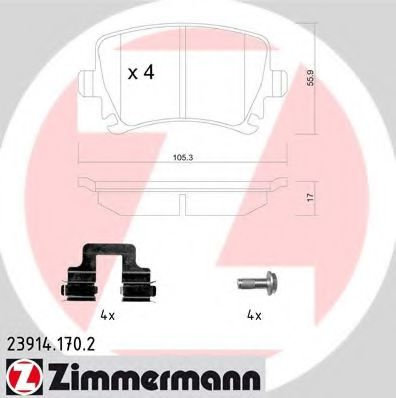 Set placute frana,frana disc VW CADDY III Caroserie (2KA, 2KH, 2CA, 2CH) (2004 - 2016) ZIMMERMANN 23...