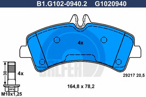 Set placute frana,frana disc VW CRAFTER 30-35 bus (2E) (2006 - 2016) GALFER B1.G102-0940.2 piesa NOU...