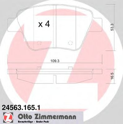 Set placute frana,frana disc VW EOS (1F7, 1F8) (2006 - 2016) ZIMMERMANN 24563.165.1 piesa NOUA