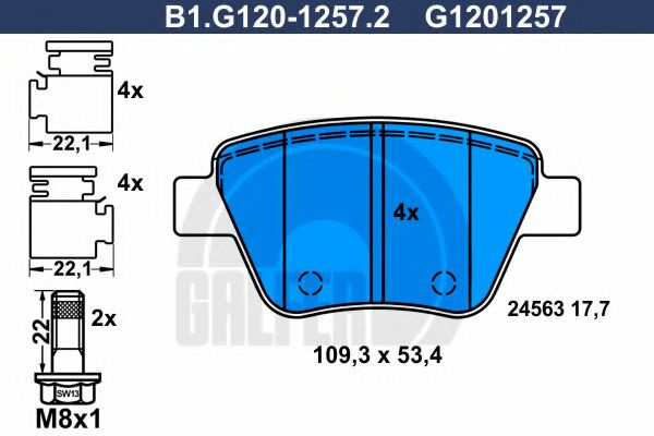Set placute frana,frana disc VW EOS (1F7, 1F8) (2006 - 2016) GALFER B1.G120-1257.2 piesa NOUA