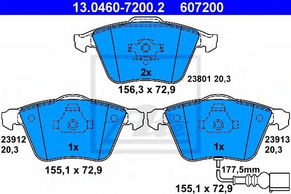 Set placute frana,frana disc VW EOS (1F7, 1F8) (2006 - 2016) ATE 13.0460-7200.2 piesa NOUA
