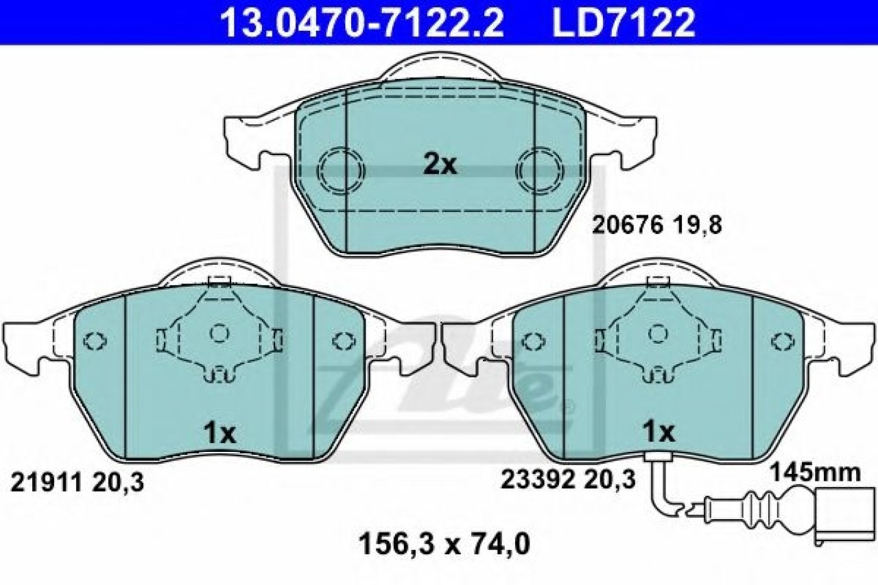 Set placute frana,frana disc VW GOLF IV Variant (1J5) (1999 - 2006) ATE 13.0470-7122.2 piesa NOUA