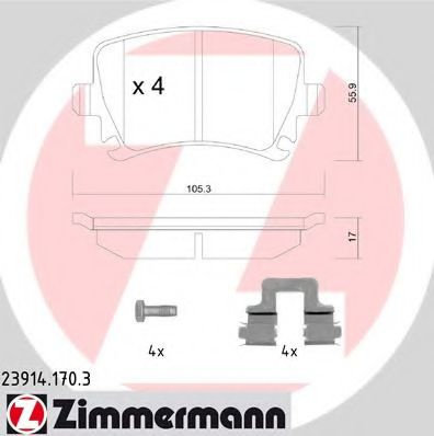 Set placute frana,frana disc VW GOLF VI (5K1) (2008 - 2013) ZIMMERMANN 23914.170.3 piesa NOUA