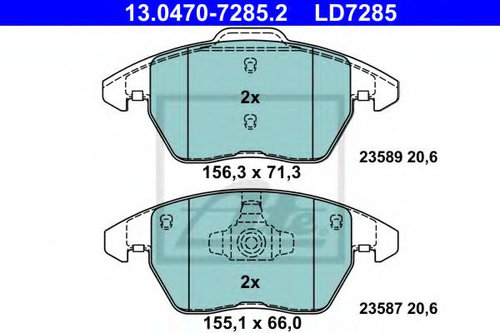 Set placute frana,frana disc VW JETTA IV (162, 163) (2010 - 2016) ATE 13.0470-7285.2 piesa NOUA