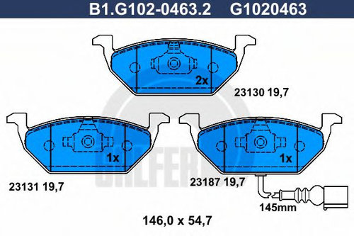 Set placute frana,frana disc VW JETTA IV (162, 163) (2010 - 2016) GALFER B1.G102-0463.2 piesa NOUA