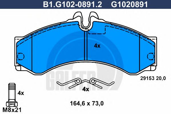 Set placute frana,frana disc VW LT II bus (2DB, 2DE, 2DK) (1996 - 2006) GALFER B1.G102-0891.2 piesa NOUA