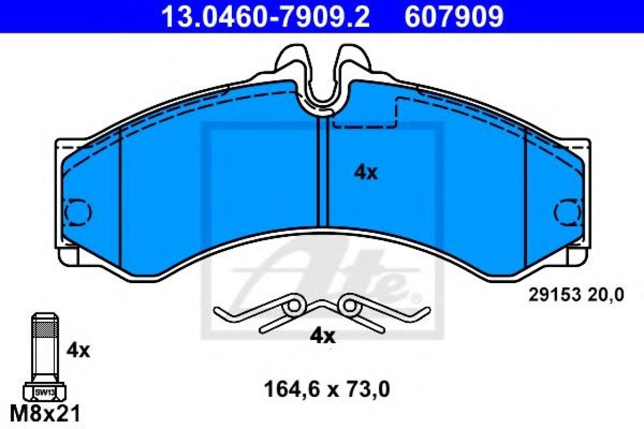 Set placute frana,frana disc VW LT II platou / sasiu (2DC, 2DF, 2DG, 2DL, 2DM) (1996 - 2006) ATE 13.0460-7909.2 piesa NOUA