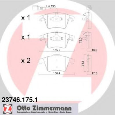 Set placute frana,frana disc VW MULTIVAN V (7HM, 7HN, 7HF, 7EF, 7EM, 7EN) (2003 - 2015) ZIMMERMANN 2...
