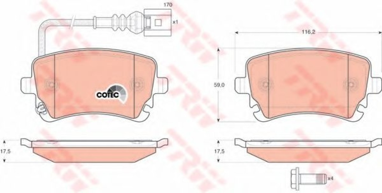 Set placute frana,frana disc VW MULTIVAN VI (SGF, SGM, SGN) (2015 - 2016) TRW GDB1557 piesa NOUA