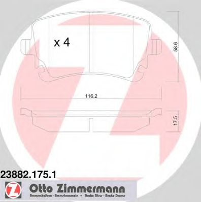 Set placute frana,frana disc VW MULTIVAN VI (SGF, SGM, SGN) (2015 - 2016) ZIMMERMANN 23882.175.1 piesa NOUA