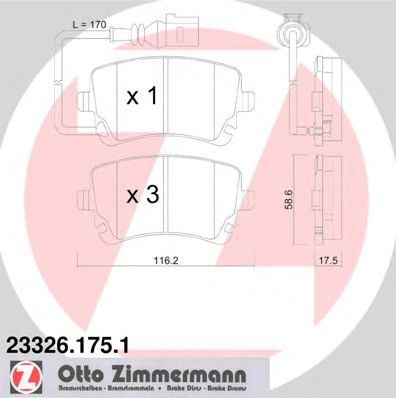 Set placute frana,frana disc VW MULTIVAN VI (SGF, SGM, SGN) (2015 - 2016) ZIMMERMANN 23326.175.1 piesa NOUA
